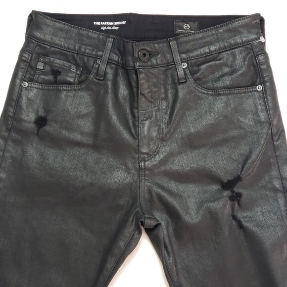 AG Adriano Goldschmied The Farrah Skinny Distressed Women's 27 Black Leatherette - Picture 9 of 16
